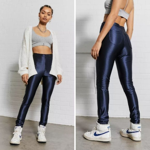 Los Angeles Apparel Pants - Los Angeles Apparel American Apparel 'The Disco Pant' Nylon Stretch Pant in Navy